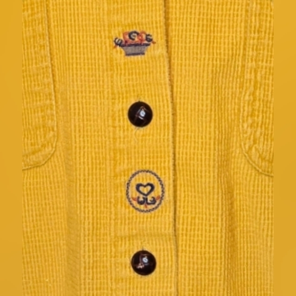 Vintage 90s Mustard Corduroy Button Down Shirt Gilmore Girls Fall Bookish Size S - Picture 5 of 8